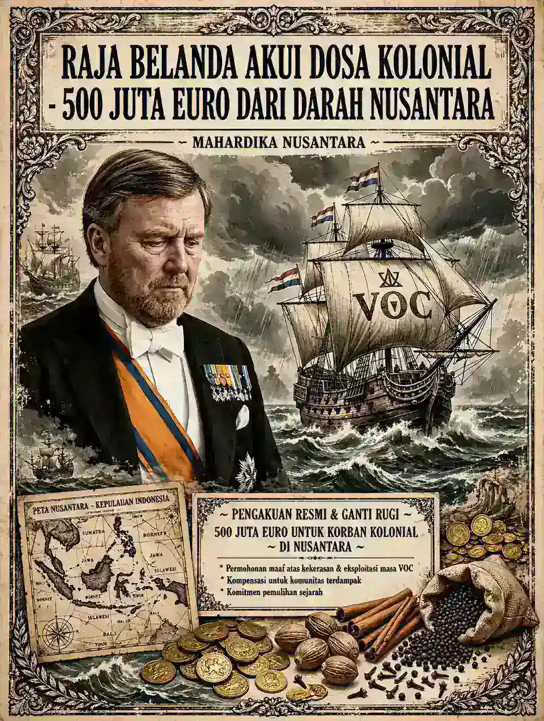 RAJA BELANDA AKUI DOSA KOLONIAL: 500 Juta Euro Mengalir dari Darah Nusantara, Willem-Alexander: Ini Kesimpulan yang Menyakitkan