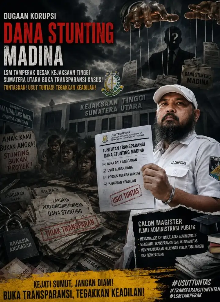 Publik Menanti Kepastian Hukum, Tamperak Dorong Kejatisu Tuntaskan Dugaan Korupsi Stunting Madina